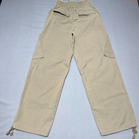 Dion Lee Womens Drawstring Khaki High Rise Waist Wide‎ Leg Cargo Pants 4 - Picture 2 of 16